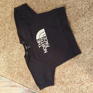 The North Face Crop Top Sweatshirt Women's Size Small Black White Spell out